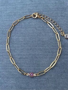 Kendra Scott Gold Link Bracelet with Pink Stone